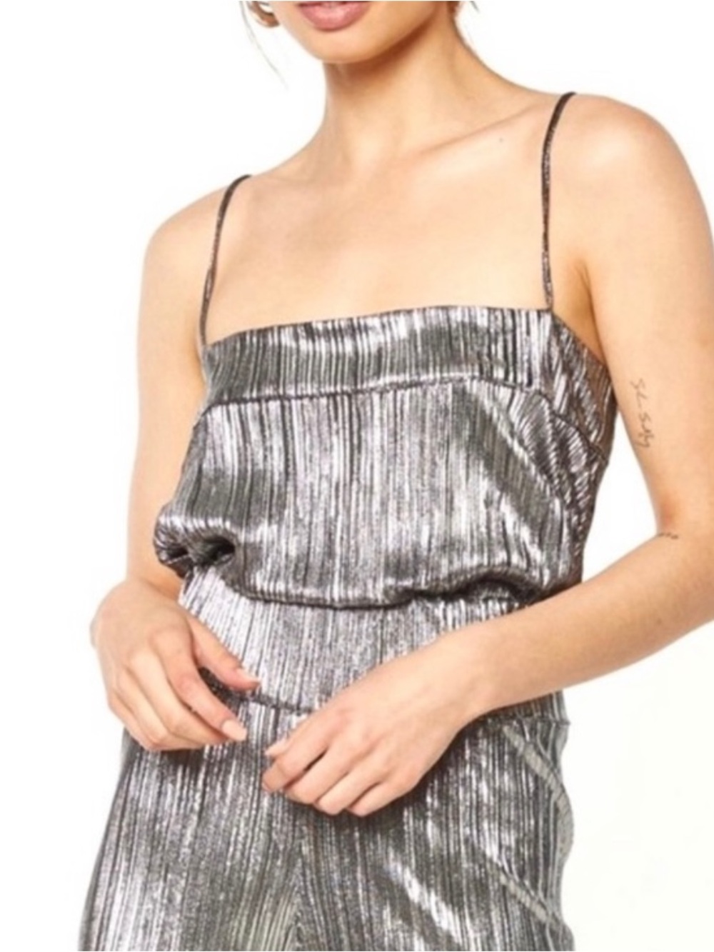 FLYNN SKYE SILVER METALLIC CROP TOP